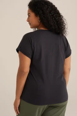 T-shirt met V-hals - Curve
