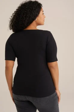T-shirt van ribstof - Curve