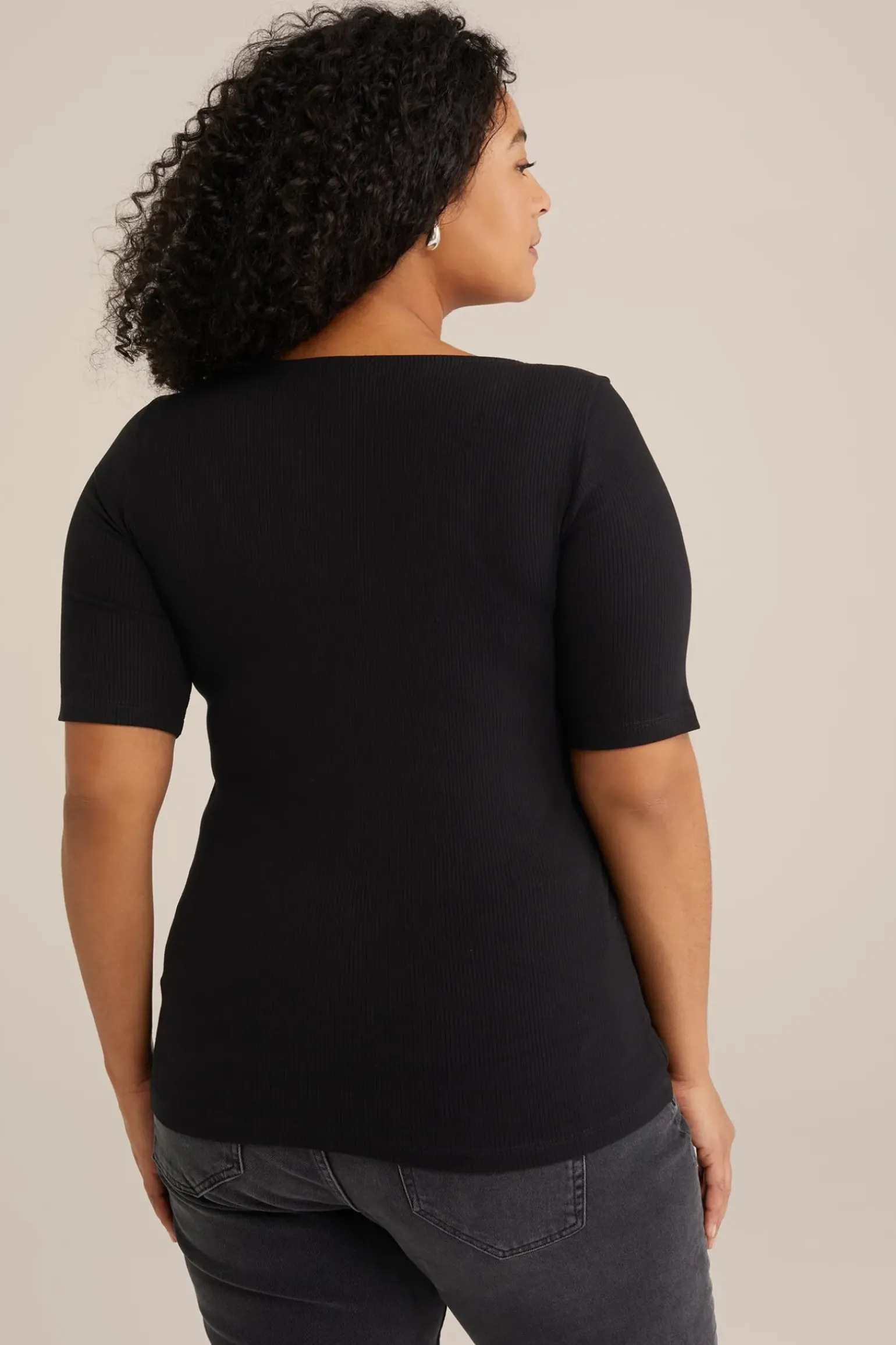T-shirt van ribstof - Curve
