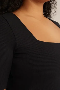 T-shirt van ribstof - Curve