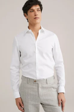 Twill geweven overhemd van katoenmix met stretch