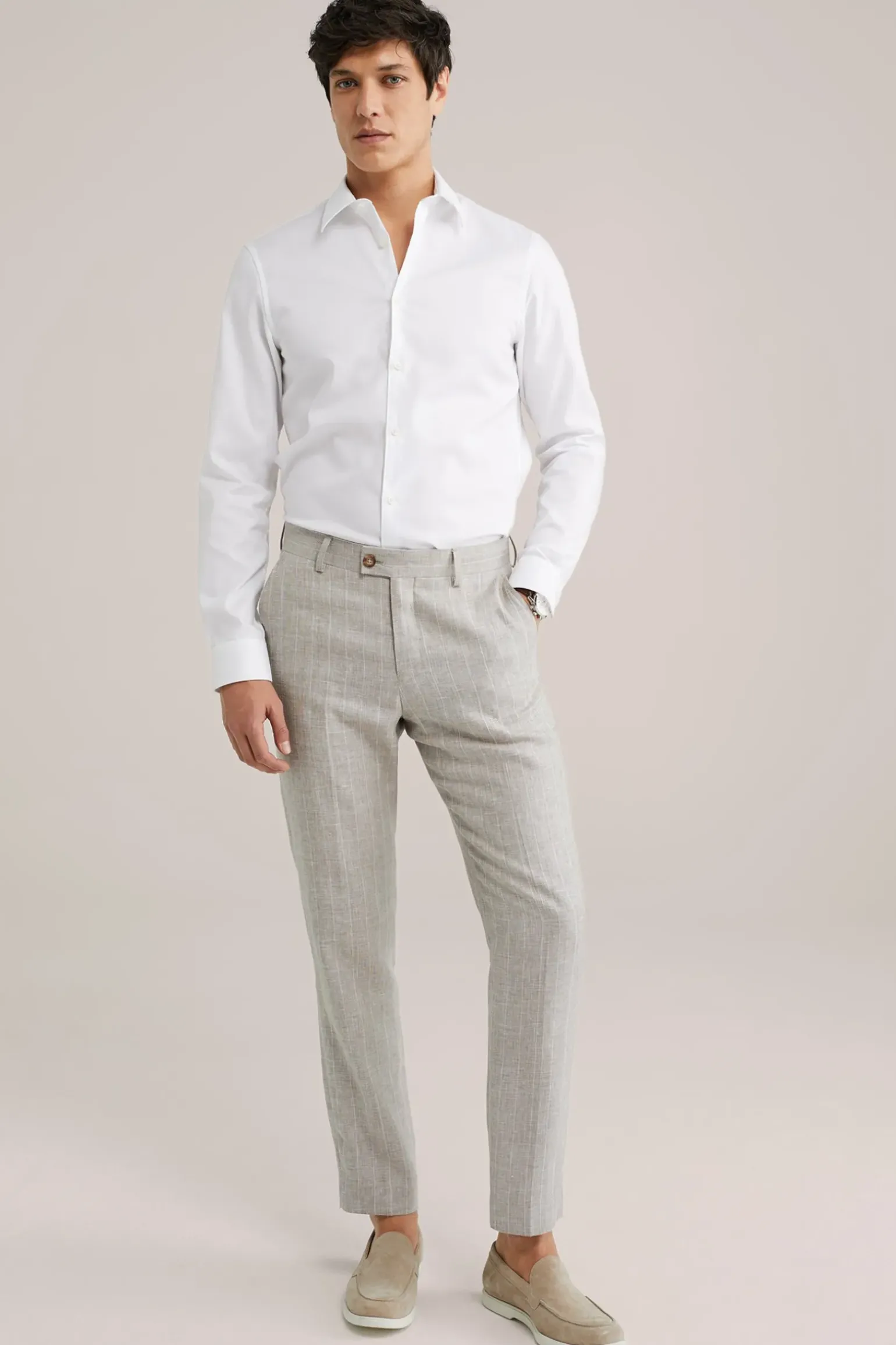 Twill geweven overhemd van katoenmix met stretch