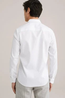 Twill geweven overhemd van katoenmix met stretch