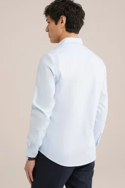 Twill geweven overhemd van katoenmix met stretch
