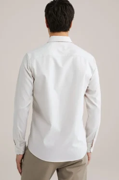 Twill geweven overhemd van katoenmix met stretch