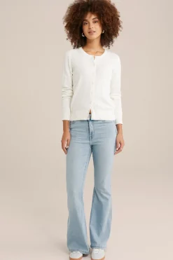 wide flared jeans met stretch