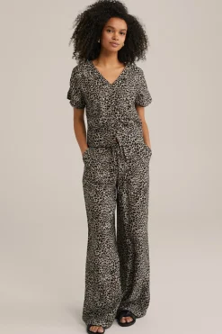 Wide leg broek met dessin