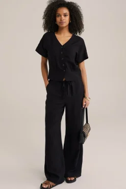 Wide leg broek met dessin