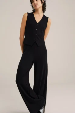 wide leg broek met ribstructuur