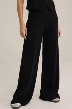 wide leg broek met ribstructuur