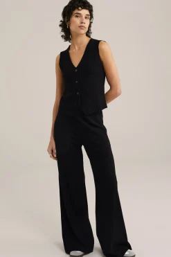 wide leg broek met ribstructuur