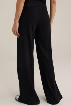 wide leg broek met ribstructuur