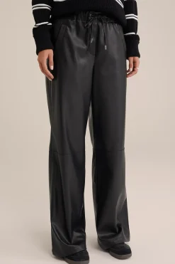 wide leg broek van imitatieleer