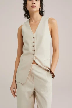 wide leg broek van linnenmix