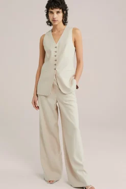wide leg broek van linnenmix