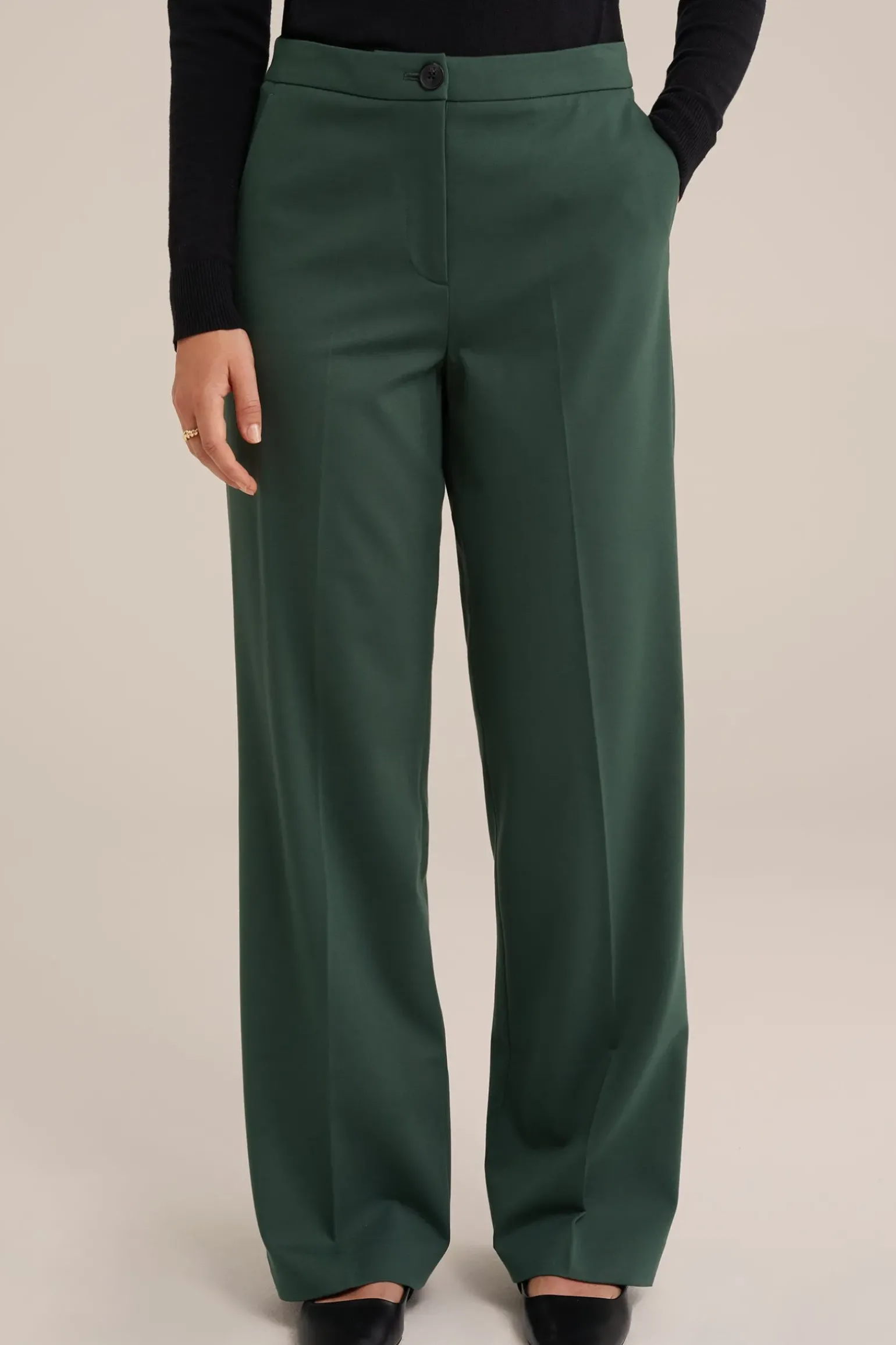 wide leg jersey pantalon met stretch