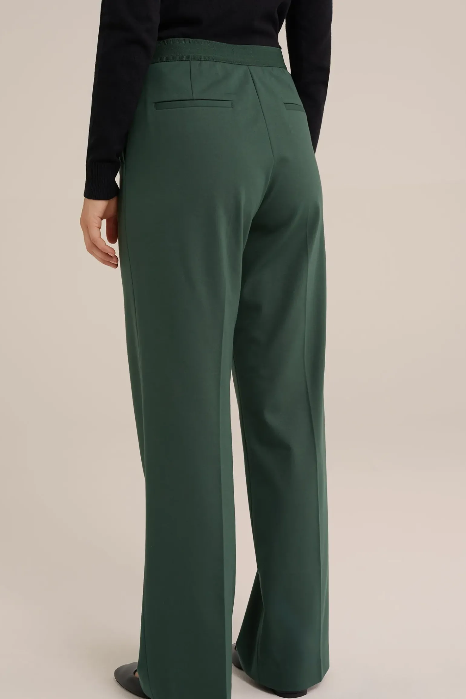wide leg jersey pantalon met stretch