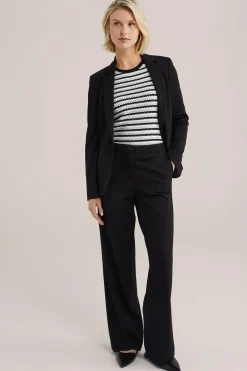 wide leg jersey pantalon met stretch