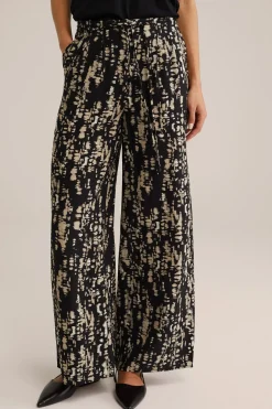 wide leg pantalon met dessin