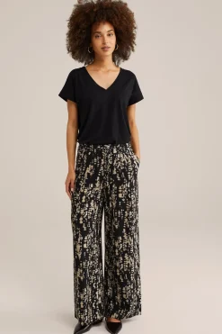wide leg pantalon met dessin