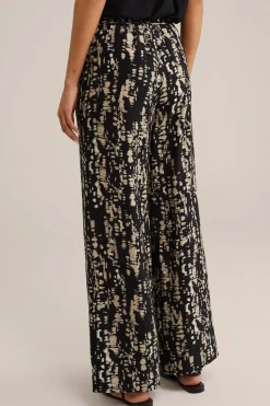 wide leg pantalon met dessin