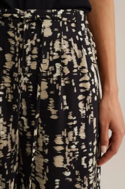 wide leg pantalon met dessin