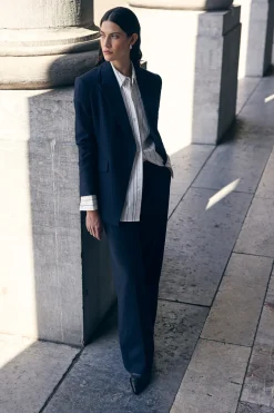 wide leg pantalon van wolmix